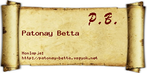 Patonay Betta névjegykártya